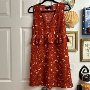 Western fairy burnt orange floral he floral tank dresss